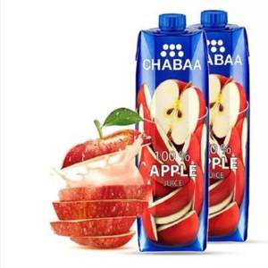 <span>临期白菜！</span>泰国航空专用，CHABAA 芭提娅 100%苹果汁1L*2盒