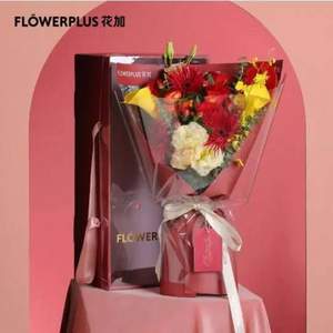 七夕当天配送，Flowerplus 花加 玫瑰混合鲜花定制礼盒主题花束