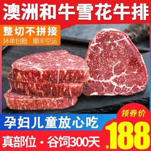 谷言 澳洲进口整切和牛雪花牛排套餐10片1100g 赠牛肉或鸡排