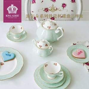 降￥60，Royal Albert 皇家阿尔伯特 Polka 波尔卡系列 骨瓷 圆点杯碟盘3件套