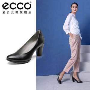 ECCO 爱步 雕塑75 女士真皮粗跟单鞋
