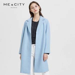 Me&City 女式韩版羊毛翻领针织落肩中长款呢大衣 2色