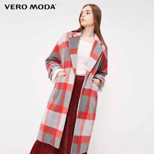 Vero Moda 女士羊毛混纺复古格纹毛呢大衣 2色 *2件