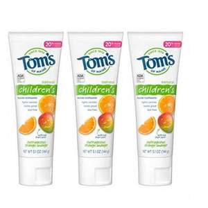 销量第一，Tom's of Maine 汤姆小屋 儿童天然含氟防蛀牙膏 橙子芒果味 144g*3支