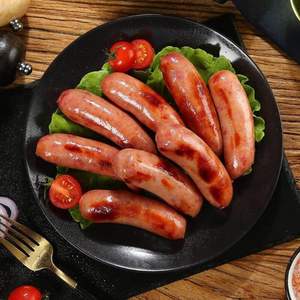 91%黑豬肉含量，京東跑山豬 肉多多純黑豬肉爆汁烤腸 400g*4件
