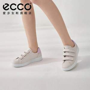 2020春夏新款，ECCO 爱步 Soft 4 柔酷4号 女士真皮魔术贴休闲鞋 856703
