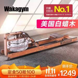 双11预售，Wakagym 哇咔 20版纪念款 家用水阻划船器 美国白蜡木