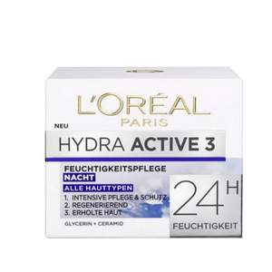 单件包邮，L'Oreal Paris 欧莱雅 Hydra Active 3 24小时三重防护保湿晚霜 50ml