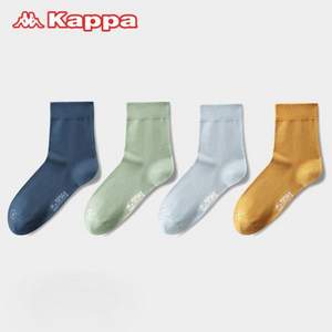 Kappa 卡帕 新款 情侣精梳棉防滑抗菌中筒袜 4双装 KP0W19