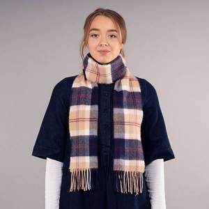 皇室御用，Lochcarron Bannockbane Navy 100%純羔羊毛圍巾 ABSCL/BKN
