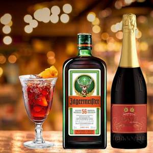 德国原瓶进口，Jagermeister 野格 圣鹿利口酒700ml+意大利芙兰特红索半甜气泡葡萄酒 750ml