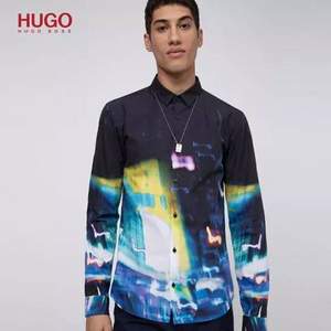 <span>手快有！</span>XL碼，HUGO Hugo Boss 雨果·博斯 Ero3-W 男士漸變印花修身襯衫50427457