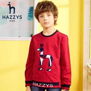 Hazzys 哈吉斯 男女童中大童时尚撞色圆领卫衣（105-170cm码） 多色