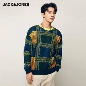 Jack Jones 杰克琼斯 情侣款复古撞色格纹毛衣