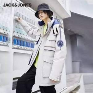 降209元，Jack Jones 杰克瓊斯 情侶款潮酷中長工裝羽絨服外套 3色