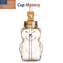 CUP mystery 双盖设计卡通可爱小熊随手杯430ml 2色