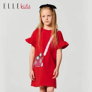ELLE kids 女童荷叶边短袖连衣裙（110~160码） 多色