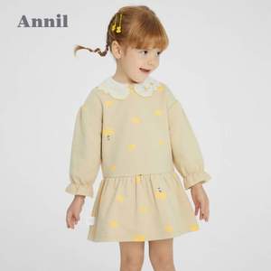 2020秋季新款，安奈儿 女童中小童长袖针织连衣裙 （80~120码）3色
