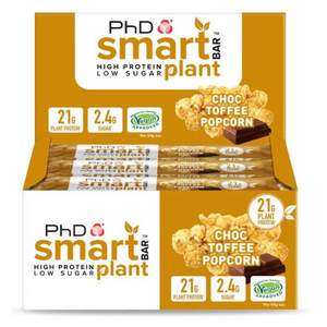 英国营养代餐品牌，PhD Smart 智选 减脂蛋白代餐棒 64g*12支  巧克力爆米花味