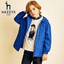 Hazzys 哈吉斯 男童中大童满印立领连帽风衣外套（105-165cm码） 两色