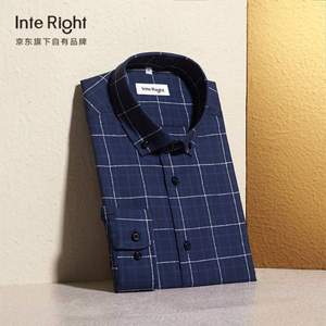 Plus会员，京东自有品牌 InteRight 男士休闲格子衬衫