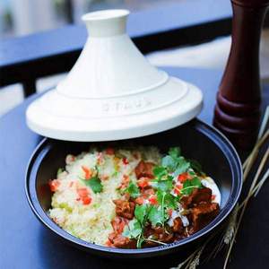 法国国宝级 Staub 珐宝 Tajine 珐琅铸铁塔吉锅28cm 奶杏色