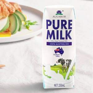 澳洲原装进口，Augsbor 澳格堡 100%生牛乳 全脂纯牛奶250mL*24盒 
