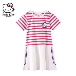 hellokitty 2021夏季新款女童洋气条纹短袖连衣裙（100~160码）2色