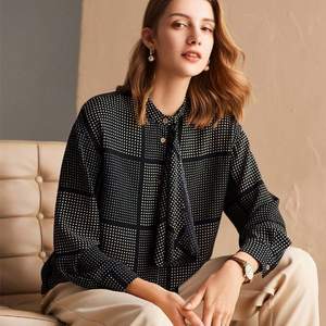 Anne Klein 安妮·克萊因 2021年新款女士波點(diǎn)格子雪紡長(zhǎng)袖襯衫 兩色