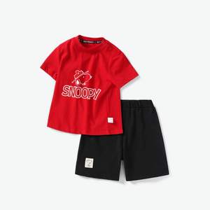 Snoopy 史努比 2021年新款 儿童短袖T恤+短裤运动套装（90-140cm） 多色