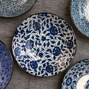 日本进口 美浓烧 天香古染系列 8英寸日式陶瓷菜盘