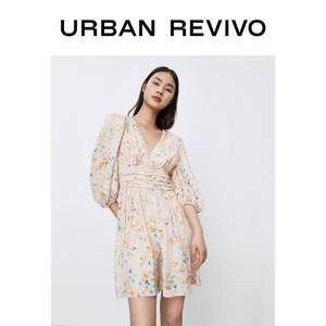 URBAN REVIVO 2021新款女士清新碎花宝藏连衣裙 