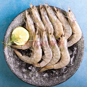 京覓 活凍鹽田白對蝦 凈重1kg（大號） 50-60只/盒*3盒 送我愛漁 真鱈魚腰肉250g