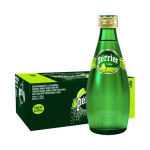 Perrier 巴黎水 青柠味含气天然矿泉水 玻璃瓶 330mL*24瓶