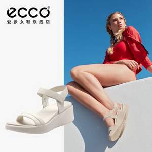 2021春夏新款，ECCO 爱步 FLowt柔畅奢华系列 一字带坡跟沙滩凉鞋 273303
