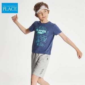 北美童装TOP品牌，The Children's Place 21年夏季新款男/女童反光字母印花短袖套装（90~160码）多色
