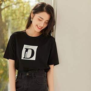 對(duì)白 2021夏季新款輕薄寬松字母短袖T恤  BDT116A