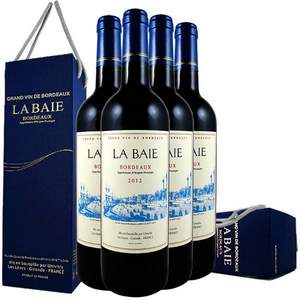 法国原瓶进口，La Baie 海湾 2012年份 波尔多AOP级红葡萄酒750mL*4只礼盒装