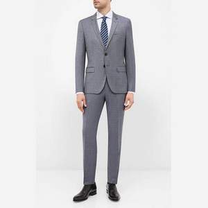 <span>库存浅！</span>44码，HUGO Hugo Boss 雨果·博斯 Arti/Hesten193 男士100%初剪羊毛修身西装2件套50433621