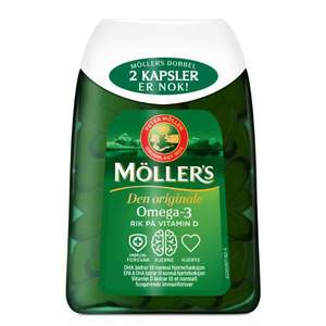 北欧销量第一，Mollers 沐乐思 挪威进口深海鱼油欧米加3 双效软胶囊112粒*2瓶