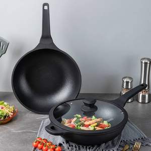 新品！CorningWare 康寧 黑耀系列 帶蓋云晶不粘炒鍋30cm 贈(zèng)耐高溫硅膠鍋鏟