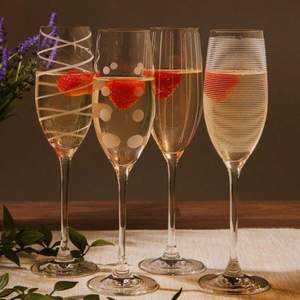 CreativeTops Mikasa系列 蚀刻水晶香槟高脚杯 白色 250ml*4