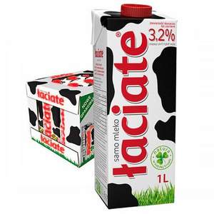 波兰原装进口，Laciate 兰雀 全脂3.2%纯牛奶 1L*12盒 *2件 