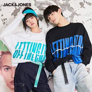 Jack Jones 杰克琼斯 情侣款宽松字母圆领卫衣 2色