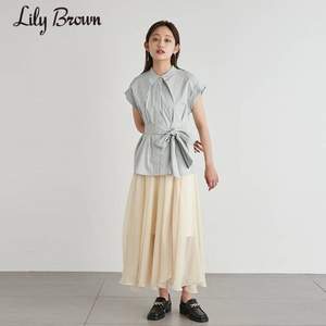 2021早秋新品，Lily Brown 莉莉布朗 纯色落肩系带无袖衬衫 LWFB214039