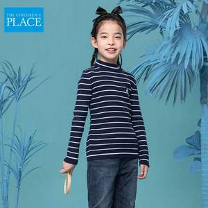 北美童装TOP品牌，The Children's Place 21年秋季新款男女童卡通绣花条纹高领毛衣（100~160码）3色