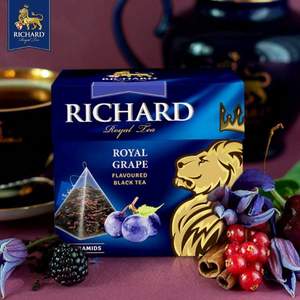 RICHARD 瑞查得 进口英式袋泡葡萄玫瑰茶20包/36g（赠英式伯爵红茶1盒）