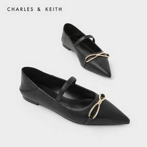 新加坡 CHARLES&KEITH 金属尖头平跟单鞋 2色  