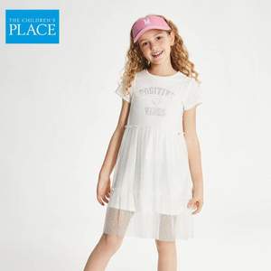 北美童装TOP品牌，The Children's Place 网纱短袖假两件连衣裙（90~150码）2色3色
