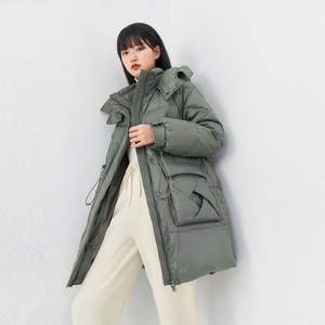 Inman 茵曼 女士高立領雙扣連帽派克羽絨服 兩色